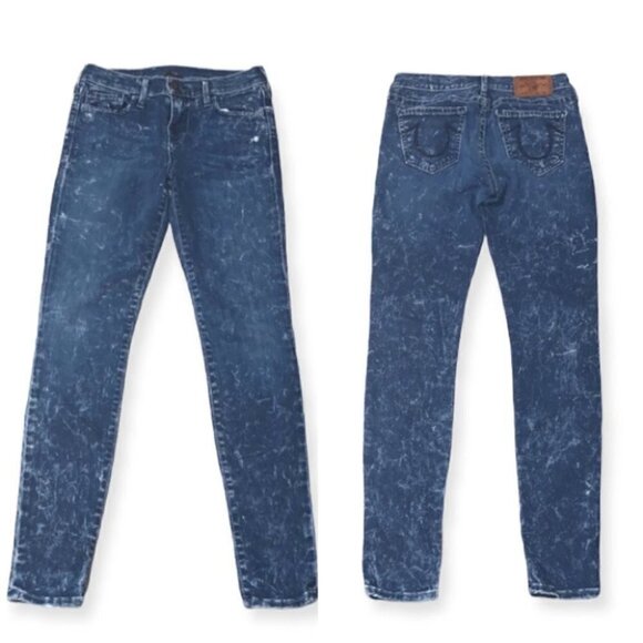 TRUE Religion vintage blue mid rise skinny jeans size 26 - Picture 2 of 14